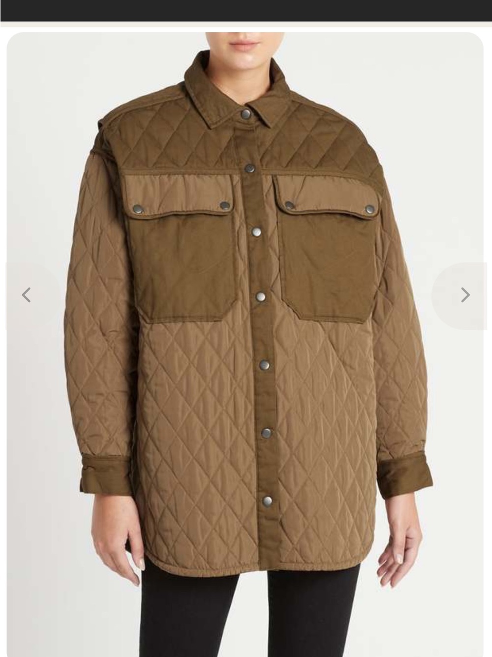 FRAME Quilted Jacket in Olive and Brown